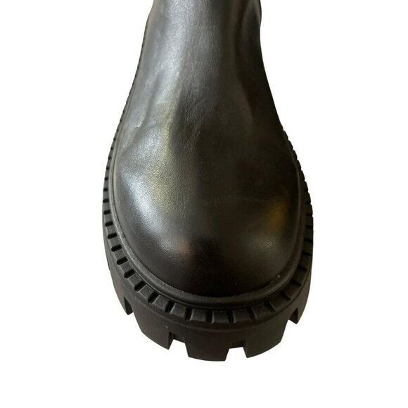 Steve Madden Sameera Black Leather Combat Lug Boots Gold Buckle Sz 9 NEW - Picture 6 of 8